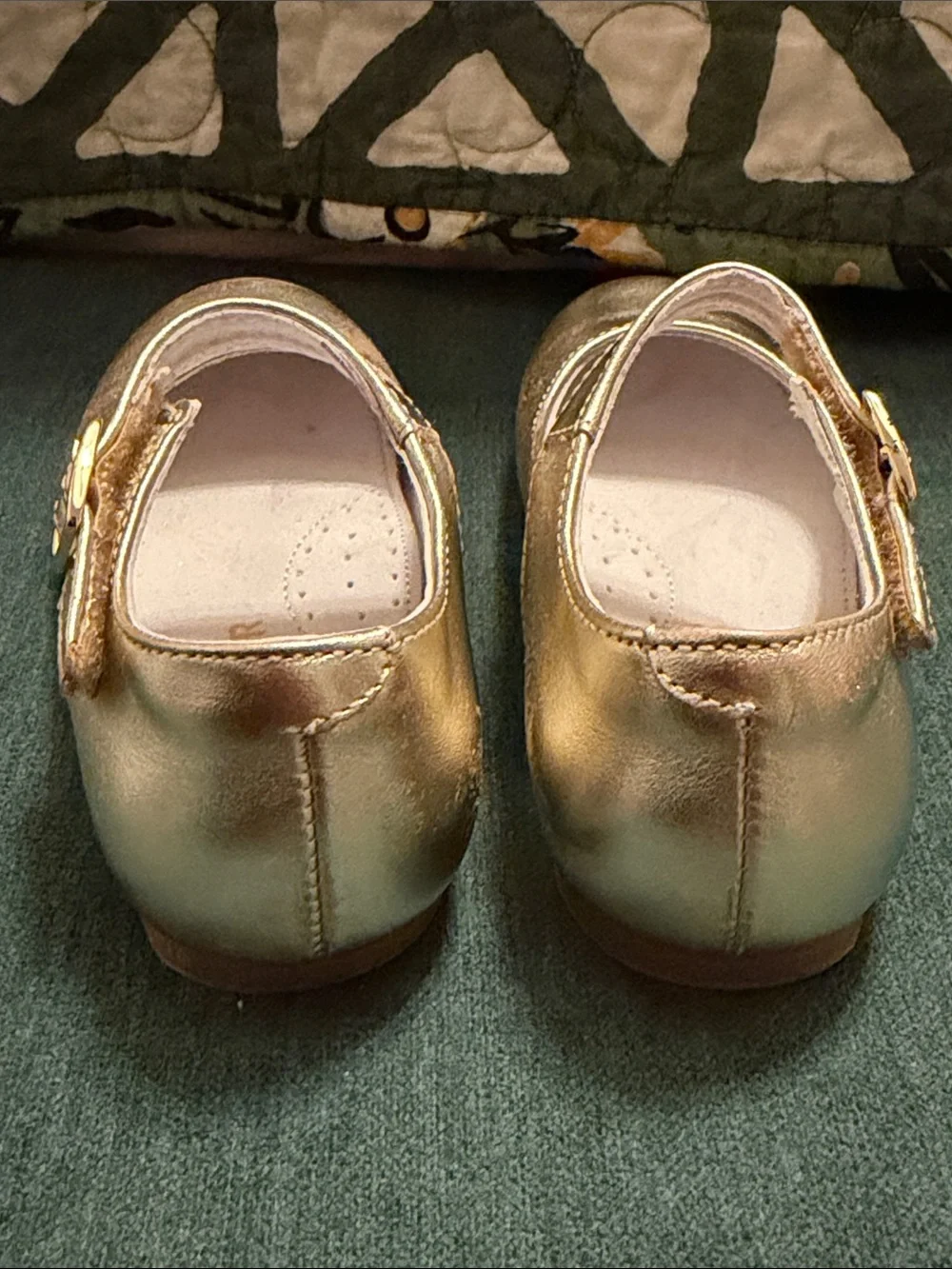 L'Amour Gold Metallic Mary Jane Shoes for Kids